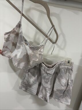 Zara Beige and Light Gray Tie-Dye Pajama Set